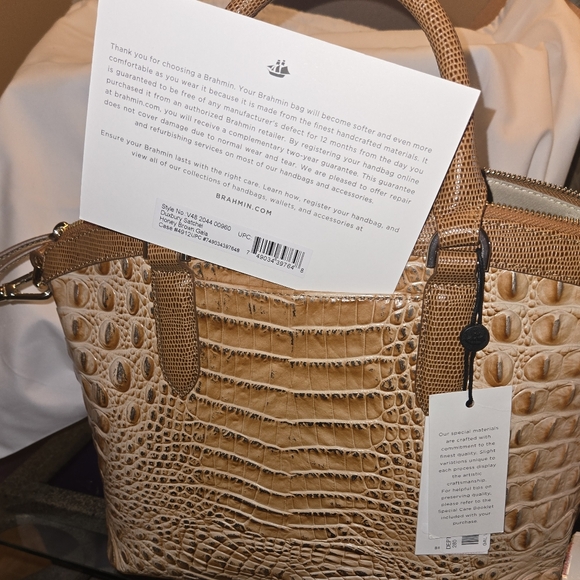 Brahmin Brown Embossed Honey Brown Gala Butterfly Satchel - Picture 6 of 7